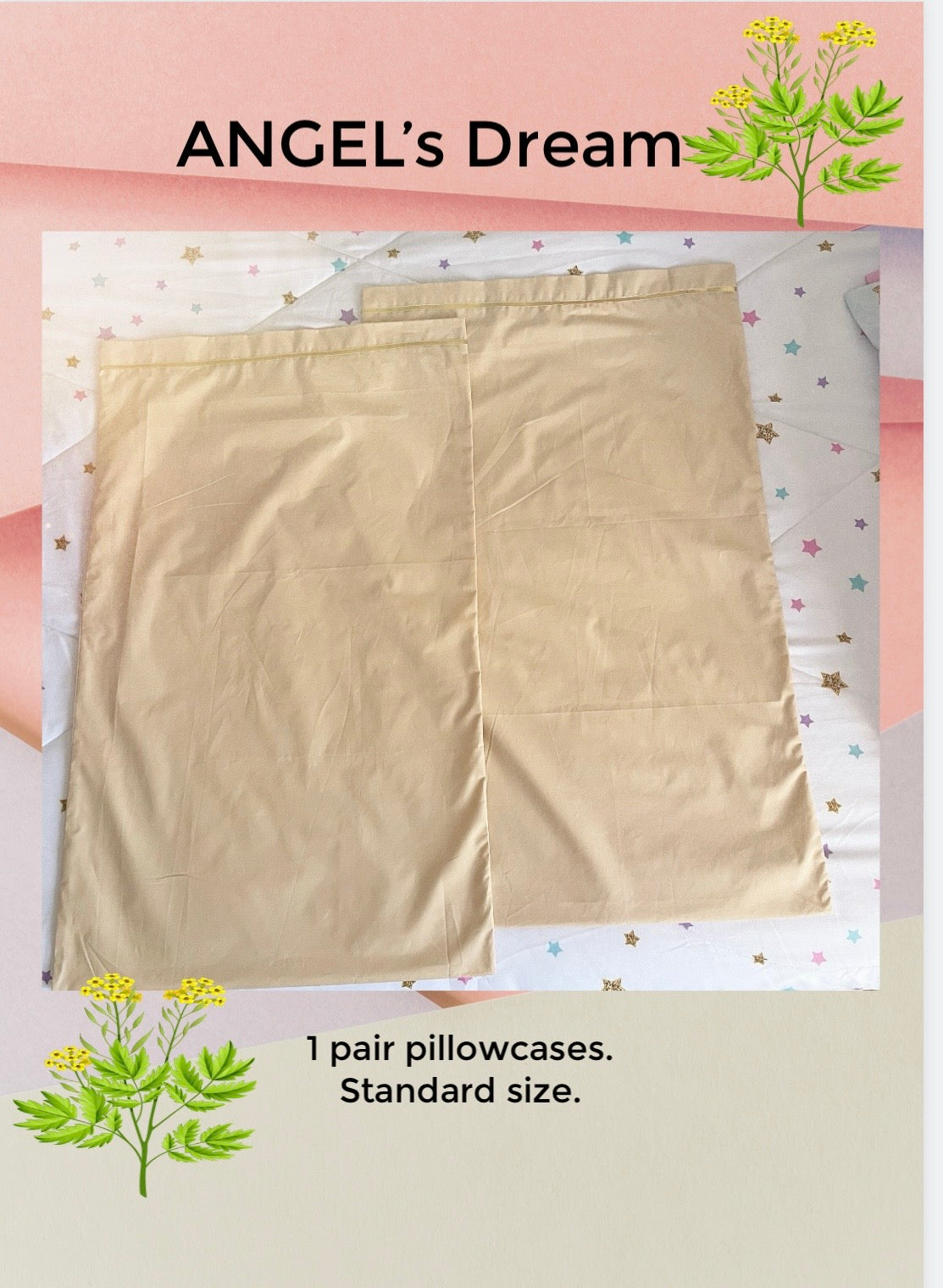 1 pair Standard Pillowcases - Beige