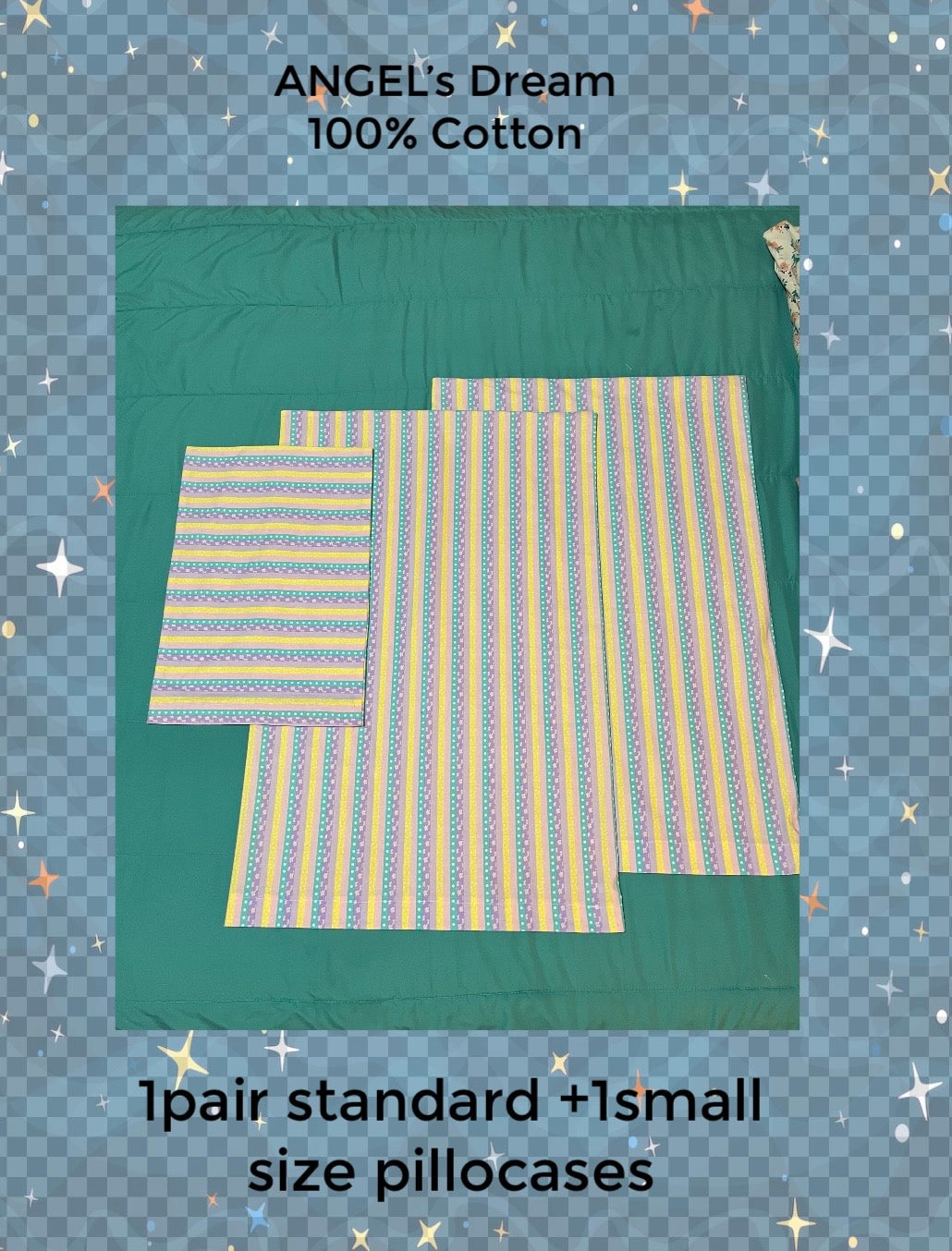 1 pair Standard Pillowcases + 1 small pillowcase